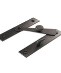 Two And A Half Inch Black Wrought Iron Barn Door Gate Latch with mounting hardware, heavy duty H shaped flip latch