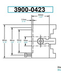 Technical diagram of 4 Jaw Self Centering Lathe Chuck 3 Inch With 3 M6 Mounting Holes, showing measurements in mm and inches.