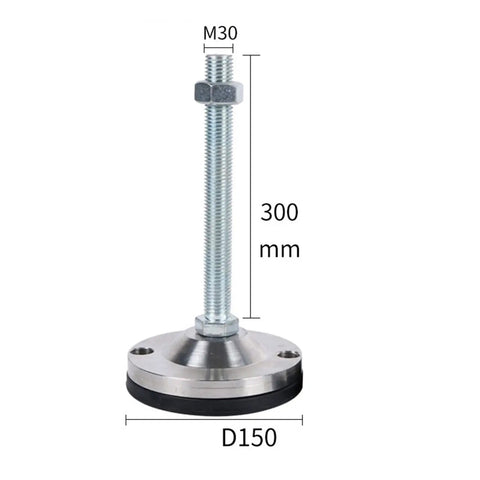 Heavy Duty Adjustable Leveling Feet 4 Pack Snap Install Bulletproof Carbon Steel Workbench Legs For Cabinets Desks And Shelves Fast Setup Non Skid Base No Wobble Guarantee Tops Out At Two Thousand Two Hundred Kilos, showcasing threaded stem and base dimensions.