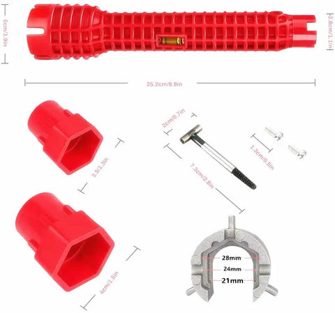 8 In 1 Faucet And Sink Installer Tool With Pro Grade Build And Anti Slip Grip, Universal Pipe Wrench For Faucet Nuts And Plumbing Fittings, Makes Quick Work Of Kitchen Bathroom Sink Lines Like A Boss, Valves And Filter Baskets, Durable Red Finish.