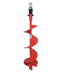 Close-up of the auger bit from Partner Up 1 Or 2 Man Earth Auger With 52cc 2 Cycle Engine And Extension, showing red spiral design.