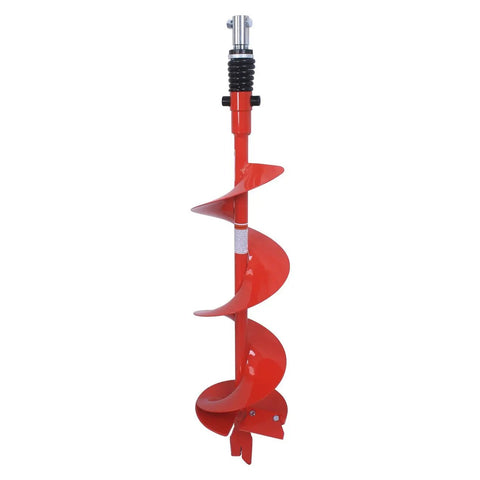 Close-up of the auger bit from Partner Up 1 Or 2 Man Earth Auger With 52cc 2 Cycle Engine And Extension, showing red spiral design.
