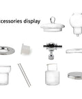 Top Shelf Cold Brew Drip Tower And Iced Coffee Maker accessories display including glass and steel components for optimal brewing.