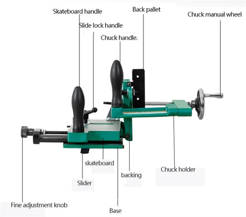 Heavy Duty Woodworking Tenoning Machine Desktop Drilling Jig with fine adjustment knob and chuck manual wheel for precision.