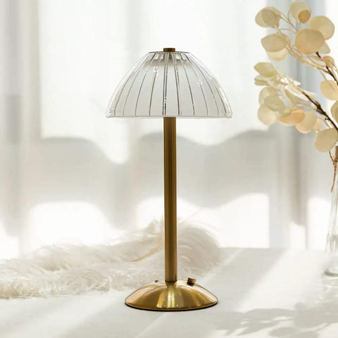 Cordless Gold Table Lamp for Home and Dining Rooms USB Rechargeable 12 Inch Brass LED Lamp with Built In Dimmer and 3 Color Modes