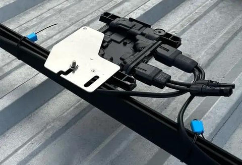 Top Shelf 24 Inch Solar Cable Management Clips 50 Pack Reusable Wire Organizers Tool Free Installation Saves Serious Labor On Rooftop Panels With A Kickass Grip That Keeps Wiring Tight mounted on solar panel rail.