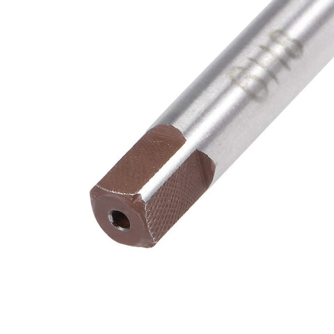 Close-up of uxcell 6mm hand reamer drill bit, alloy tool steel with brown knurled end
