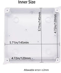 Premium Abs Plastic Junction Box Enclosure 5.9 X 5.9 X 2.8 Inches IP65 Waterproof Project Box inner dimensions displayed.