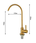 NYTFHMS Drinking Water Filter Taps Kitchen Sink, Purifier Faucet, Stainless Steel Gold 1/4, side view with dimensions