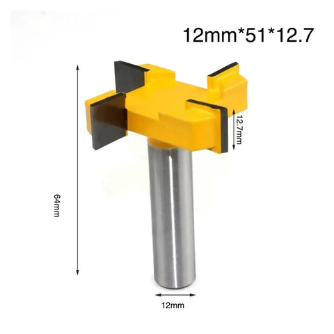 Premium 8mm 4 Edge T-Slot Router Bit For Precision Wood Slotting And Smooth Milling Cuts, 12mm size for cabinetry.