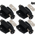 4 Pack Magnetic Push To Open Cabinet Latches Handleless Door Catches For Wardrobe Cupboard Kitchen And Bathroom Spring Loaded Easy One Push Closure Black Finish