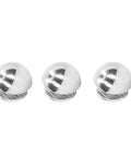 One Hundred Sets Mushroom Rivet Studs Featuring Ten Millimeter Round Heads In Glossy Silver Alloy, pack of three studs, DIY leather use.