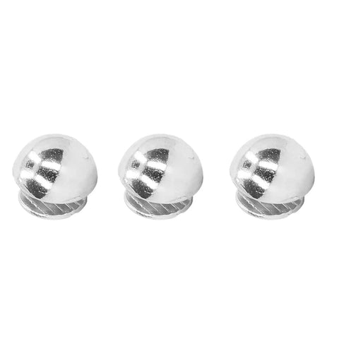 One Hundred Sets Mushroom Rivet Studs Featuring Ten Millimeter Round Heads In Glossy Silver Alloy, pack of three studs, DIY leather use.