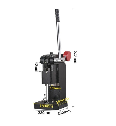 Heavy Duty Manual Arbor Press 1 Ton Lever Style Desktop Punch Tool Precision Cast Iron Shop Workhorse with measurements
