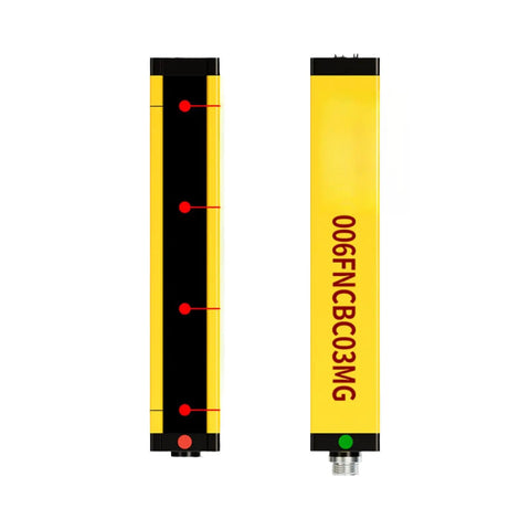 Inductive Light Curtain Sensor With Safety Grating And Hydraulic Machine Protector, yellow casing, vertical view