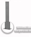 Heavy Duty Built Like A Tank EV Charger Station Box with weatherproof rain shield and reinforced base with pre-drilled holes in gray.