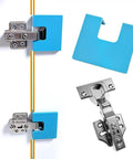 Hinge Mate No Sweat Quick Install Kit For Doors And Cabinets, Precise 2mm Gap Alignment Jig, metal hinge cutting guide shown.