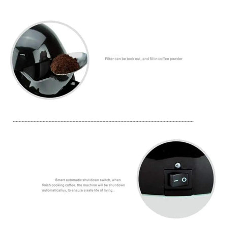 Close-up of Bean To Cup Automatic Coffee Machine filter and power switch, Drip Style with Ultra Fine Filtration, One Button Operation