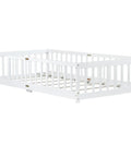 Twin Size Floor Bed With Heavy Duty Plywood Slats And Safe Guardrails Zero Box Spring Hassle Game Changer Sleep Setup Easy Assembly Durable Core Rock Solid Frame For Kids Rooms In Crisp White, featuring secure rails.