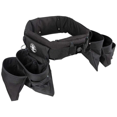 Electrician's Padded Tool Belt And Pouch Combo, 11-Pocket 4-Piece Set With 8-Pocket Pouch, 3-Pocket Pouch, Hammer Holder, Large Cordura Belt