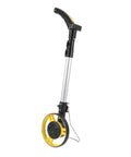 FILFEEL Digital Display Distance Measuring Wheel – Folding Hand Push Roller showing the lightweight aluminum handle and yellow wheel.