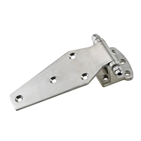 Beefy 304 Stainless Steel Heavy Duty Hinge With Bearings For Flat Doors On Refrigerated Trucks And Industrial Equipment Use One Piece Easy Install Durable Security Mounting Holes, angled view