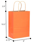 32 Pack Medium Gift Bags With Handles 7.6 X 4.75 X 10.5 Inch Assorted Color Paper Bags For Cookies Pastries Desserts Party Treats Bulk Stock Up Eco Friendly Thick Paper, orange bag with dimensions shown