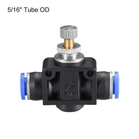 Straight Shooter 8mm Pneumatic Air Flow Control Valve With Quick Lock Push To Connect Fittings For Heavy Duty Inline Speed Regulation And Knockout Precision Adjustments