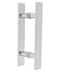 12 Inch Push Pull Door Handle Set For Glass And Wood Doors Double Sided H Shape Stainless Steel Bar With Sleek Chrome Mirror Finish Back To Back Pair For Double Doors Flat Rectangle Style Fit 0.47 Inch Door Thickness, chrome pair