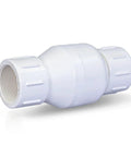 PVC inline check valve, 3/4-inch FIP, white plastic for backflow prevention