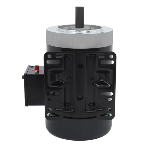 Half HP Single Phase Electric Motor 1725 RPM TEFC 115 230V Copper Windings Steel Plate Compact Black Unit front view