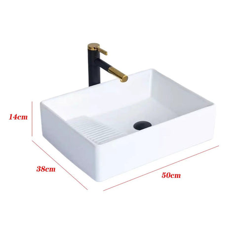 USZWBY Bathroom Vessel Sink Bowl Basin Modern Fashion European Style Rectangular Countertop Basin 50x38x14cm with faucet