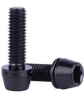 Two black Titanium Allen Hex Tapered Head Bolts M6 X 16mm Grade 5 Alloy Fasteners for light duty applications.