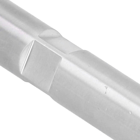 Close-up of Adjustable Heim Joint Alternator Tensioning Rod Bracket for SBC BBC 350 454 V8 showing stainless steel finish.
