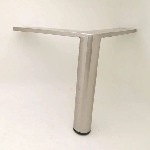 Heavy Hitters Stainless Steel Furniture Legs 8 Piece Metal Foot Set With Non Slip Padded Bottoms Sweet Silver height booster leg side view.
