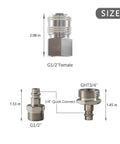 RV Exterior Quick Connect Hose Fitting With One Half Inch Shower Hose Adapter And Three Quarter Inch Garden Hose Adapter dimensions