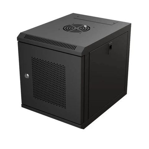 6U 10 Inch Network Server Cabinet With Perforated Door In Black, Wall Mountable IT Rack, 15.75 Inch Deep, side view