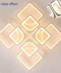 Top view of Modern LED Flush Mount Ceiling Light With Remote Control 8 Head Square Fixture in white acrylic and metal