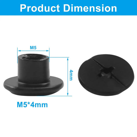 Durable Black Carbon Steel Chicago Screws M5 X 4Mm 50 Piece Heavy Duty Shoulder Bolts with dimensions displayed.