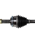 Left Front CV Axle Shaft Assembly Built To Crush Potholes With Plug And Play Fitment close-up view showing neoprene boot.