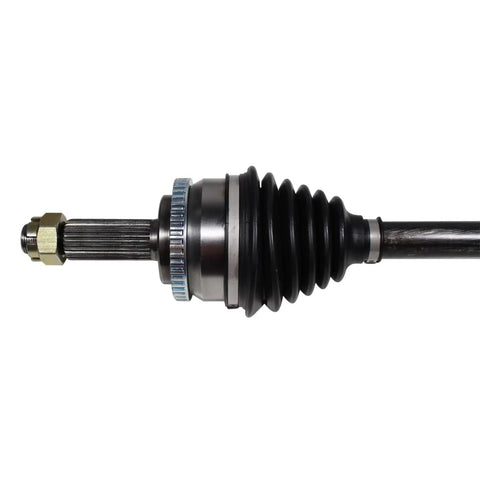 Left Front CV Axle Shaft Assembly Built To Crush Potholes With Plug And Play Fitment close-up view showing neoprene boot.