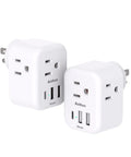 Two Pack Cruise Ready USB Outlet Extender With Three AC Outlets And USB Ports Including One USB C No Surge Protector ETL Listed