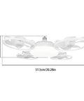 Top view of MENGLANSI Flush Mount Fan Light with four guards, dimensions 51.5cm x 13.5cm, designed for modern home use.