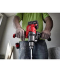 18V Cordless Mud Mixer Bare Tool for Drywall Mud Plaster and Concrete Projects in use at a jobsite