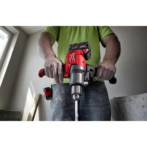 18V Cordless Mud Mixer Bare Tool for Drywall Mud Plaster and Concrete Projects in use at a jobsite
