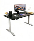 Electric Adjustable Standing Desk With Dual Motor Synchronized Lift For Home Office Computer Setup showcasing oversized surface with monitor