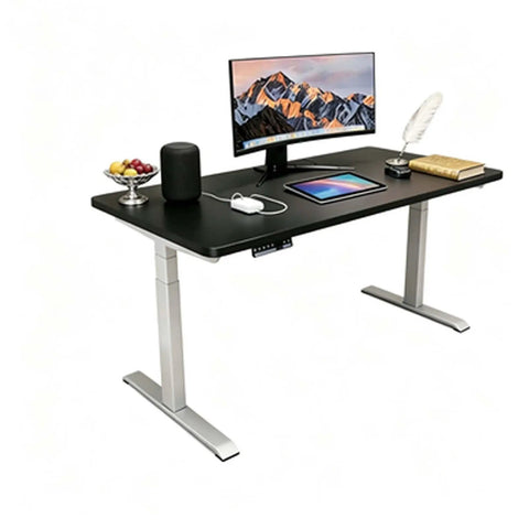 Electric Adjustable Standing Desk With Dual Motor Synchronized Lift For Home Office Computer Setup showcasing oversized surface with monitor