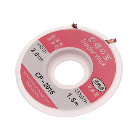 Two Rolls Desoldering Solder Wick 2mm Wide 5ft Long Copper Braid With No Residue Rosin Flux for easy PCB solder removal