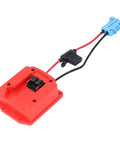 18V Battery Adapter For Peg Perego Ride On Toys With 48 11 1828 M18 Wheel Adapter and Wiring Harness Connector, red and blue.