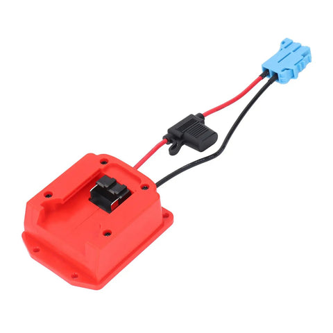 18V Battery Adapter For Peg Perego Ride On Toys With 48 11 1828 M18 Wheel Adapter and Wiring Harness Connector, red and blue.
